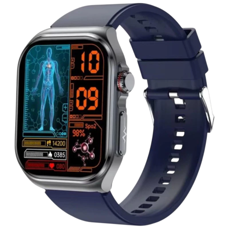 Hello ET585 Silicone Bleu 2,04 pouces AMOLED NFC 10 jours +130 sports IP68 - Montre connectée