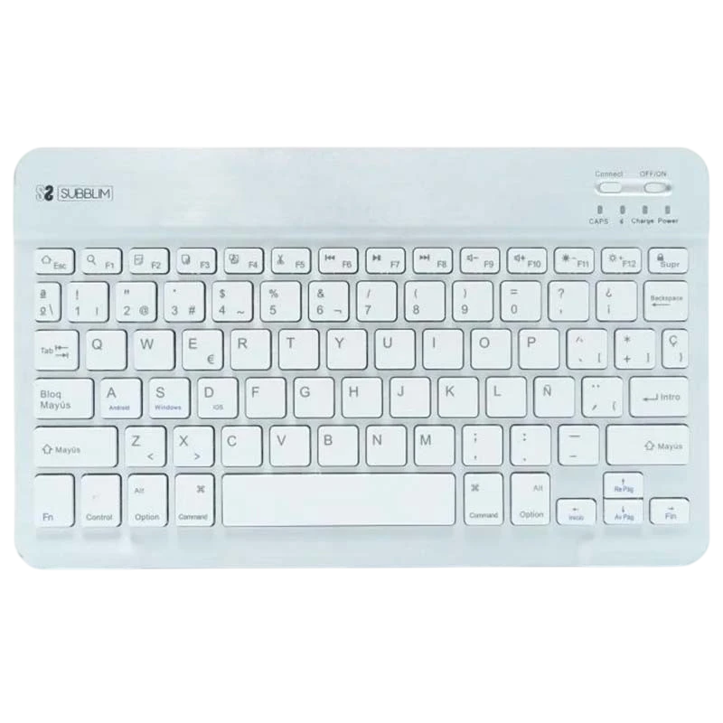 SUBBLIM Clavier Bluetooth Smart pour Android, Mac, OS et Windows Argent