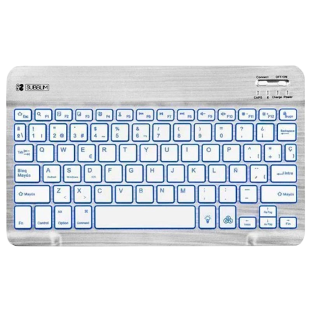 SUBBLIM Clavier Bluetooth Smart Rétroéclairé pour Android, Mac, OS et Windows Argent