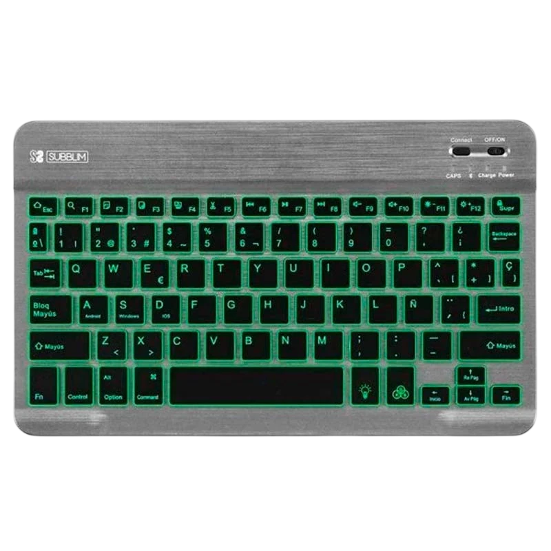 SUBBLIM Clavier Bluetooth Smart Rétroéclairé pour Android, Mac, OS et Windows Gris