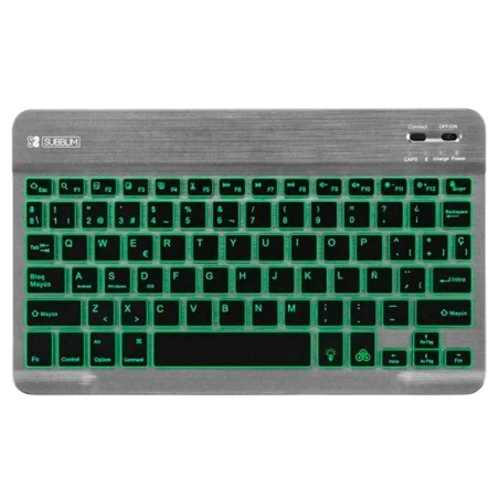 SUBBLIM Clavier Bluetooth Smart Rétroéclairé pour Android, Mac, OS et Windows Gris