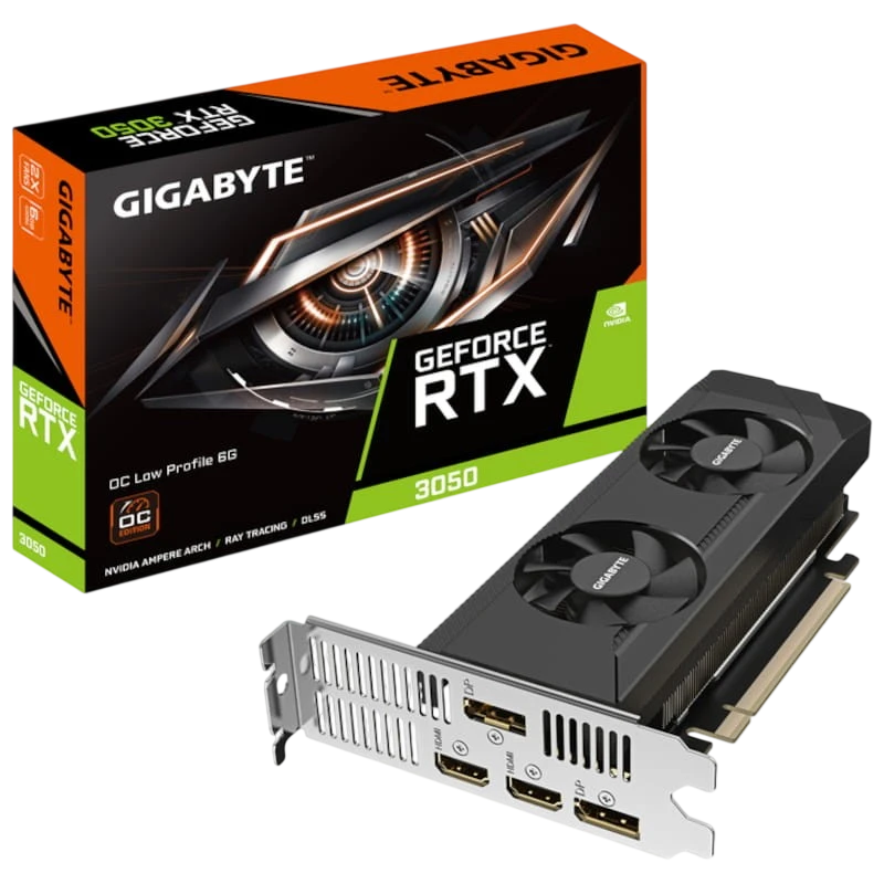 Gigabyte NVIDIA GeForce RTX 3050 OC Low Profile 6 GB GDDR6 PCIe 4.0 2 ventilateurs HDMI 2.1 Carte graphique