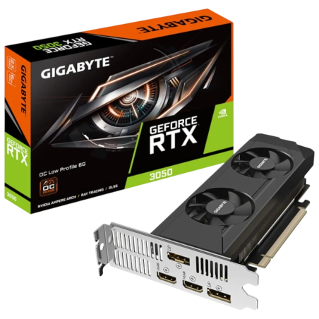 Gigabyte NVIDIA GeForce RTX 3050 OC Low Profile 6 GB GDDR6 PCIe 4.0 2 ventilateurs HDMI 2.1 Carte graphique