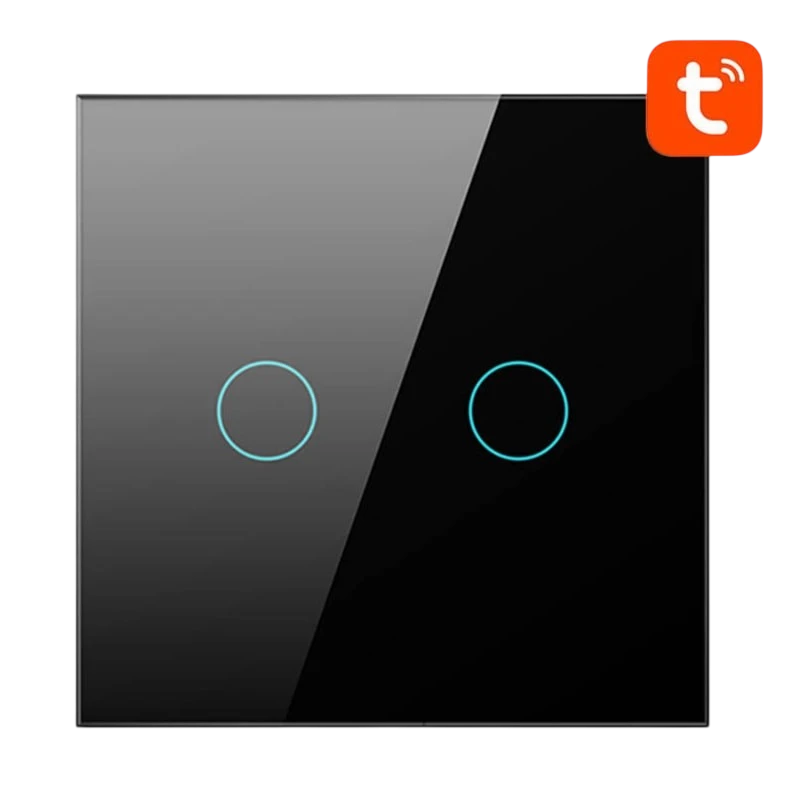 Avatto TS02-EU-B2 2 boutons Noir WiFi Interrupteur tactile connecté