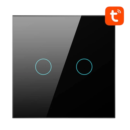 Avatto TS02-EU-B2 2 boutons Noir WiFi Interrupteur tactile connecté