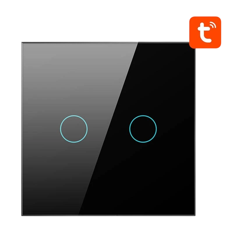 Avatto ZTS02-EU-B2 2 boutons Noir Zigbee Interrupteur tactile connecté