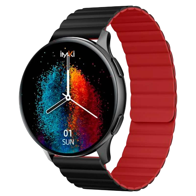 Imiki KW66 Pro Noir Bracelet Magnétique + Silicone 1,43 pouces IP67 Montre connectée