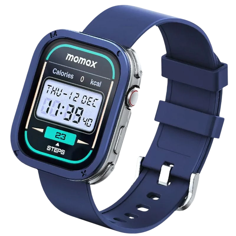 Momax SW3S Bleu 1,99 pouces AMOLED 12 jours +100 sports 3ATM Smartwatch