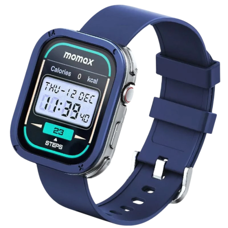 Momax SW3S Bleu 1,99 pouces AMOLED 12 jours +100 sports 3ATM Smartwatch