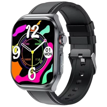 Hello ET585 Cuir Noir 2,04 pouces AMOLED NFC 10 jours +130 sports IP68 - Montre connectée
