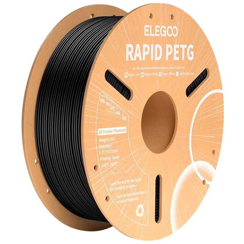 ELEGOO Rapid PETG Noir pour Imprimantes 3D FDM - Filament 1.75mm Bobine de 1kg