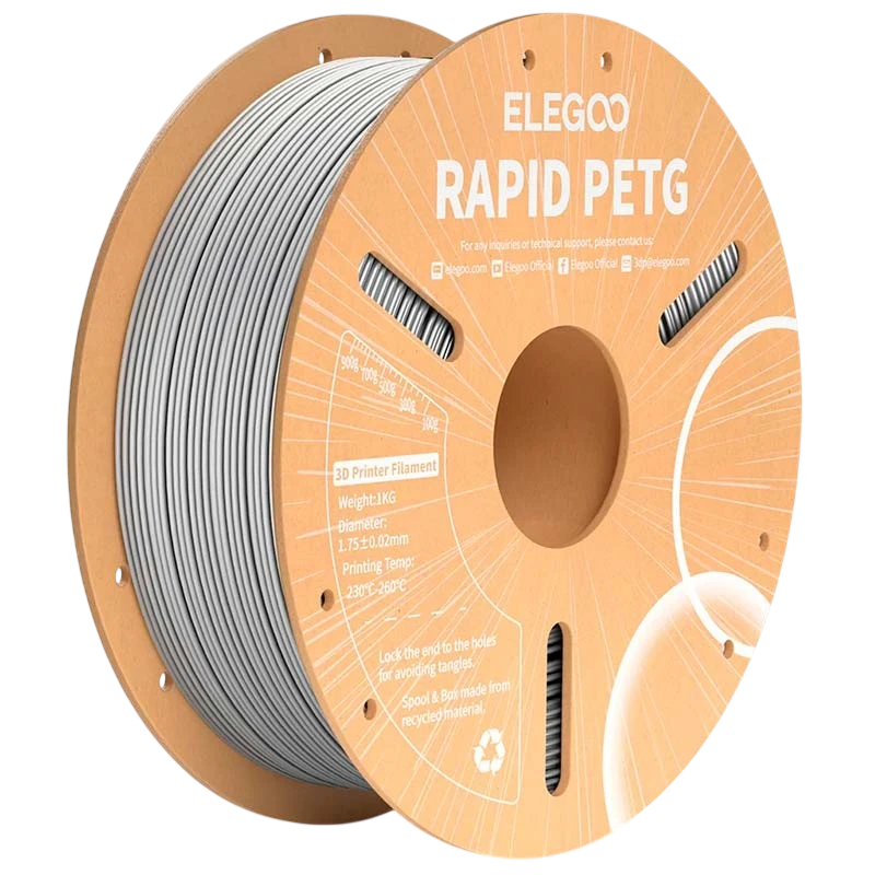ELEGOO Rapid PETG Gris pour Imprimantes 3D FDM - Filament 1.75mm Bobine de 1kg
