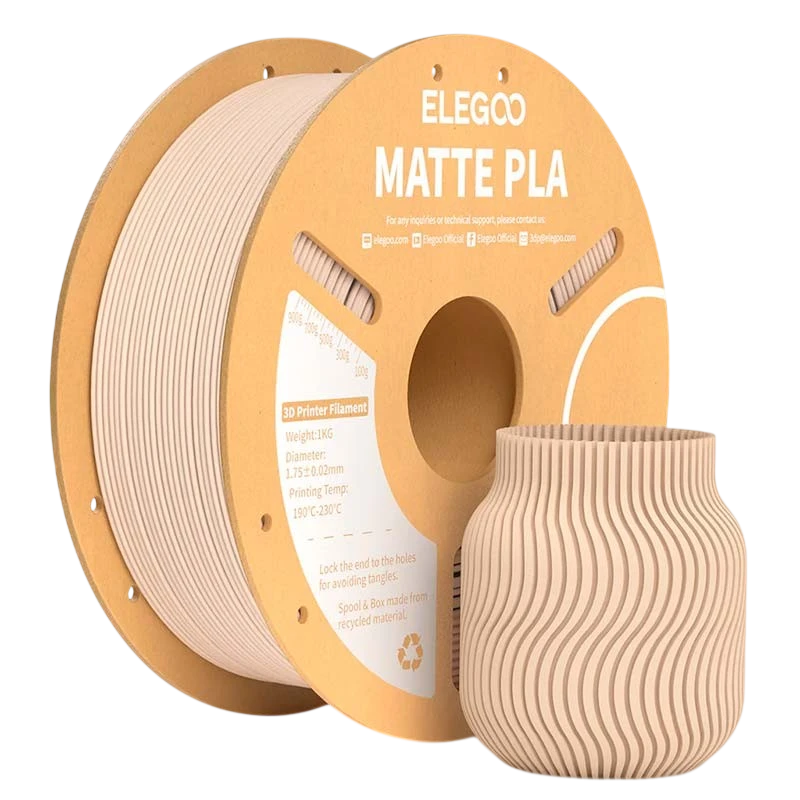 ELEGOO PLA MATTE Beige Mat pour Imprimantes 3D FDM - Filament 1.75mm Bobine de 1kg