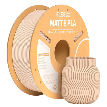 ELEGOO PLA MATTE Beige Mat pour Imprimantes 3D FDM - Filament 1.75mm Bobine de 1kg