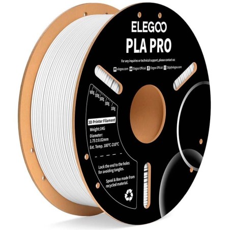 ELEGOO PLA PRO Blanc pour Imprimantes 3D FDM - Filament 1.75mm Bobine de 1kg