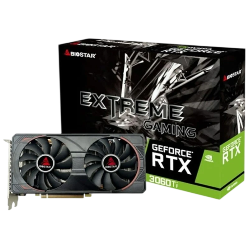 Biostar GeForce RTX 3060 Ti 8GB PCIe 4.0 2 ventilateurs HDMI 2.1 3 DisplayPort Carte graphique