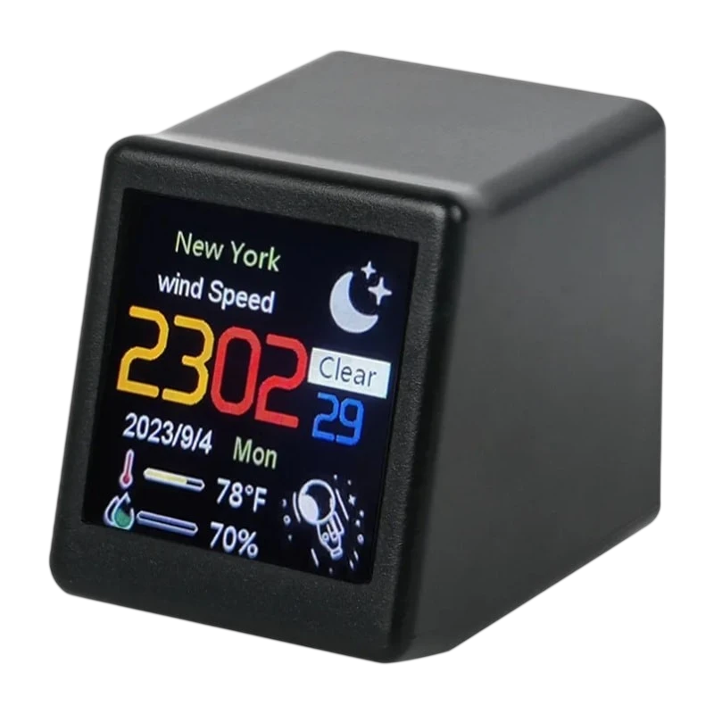 Station météo connectée portable avec WiFi et réveil Noir