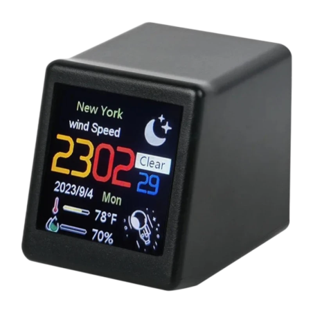 Station météo connectée portable avec WiFi et réveil Noir