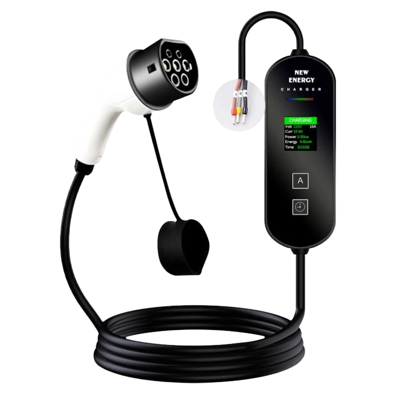 Chargeur portable pour voiture électrique 32A/7,0KW/Sans prise/10M/LCD EV Type 2