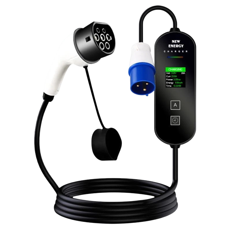 Chargeur portable pour voiture électrique 32A/7,0KW/Monophasé/10M/LCD EV Type 2 courant réglable