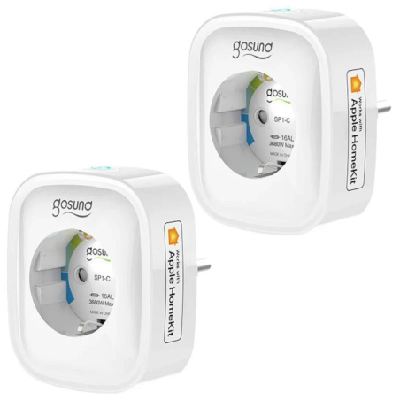 Gosund SP1-H Blanc Pack ×2 compatible avec HomeKit 16A WiFi Prise connectée