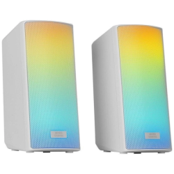Mars Gaming MSRGB2 Blanc 15W lumières LED entrée AUX Bluetooth 5.3 Enceintes PC