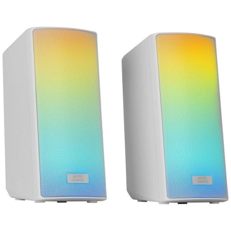Mars Gaming MSRGB2 Blanc 15W lumières LED entrée AUX Bluetooth 5.3 Enceintes PC