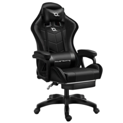 Chaise Gaming PowerGaming avec haut-parleur Bluetooth et massage + repose-pieds noir