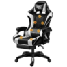 PowerGaming Massage 7 points Blanc/Noir Repose-pieds 120kg Chaise gaming