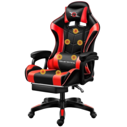 PowerGaming Massage 7 points Rouge/Noir Repose-pieds 120kg Chaise gaming