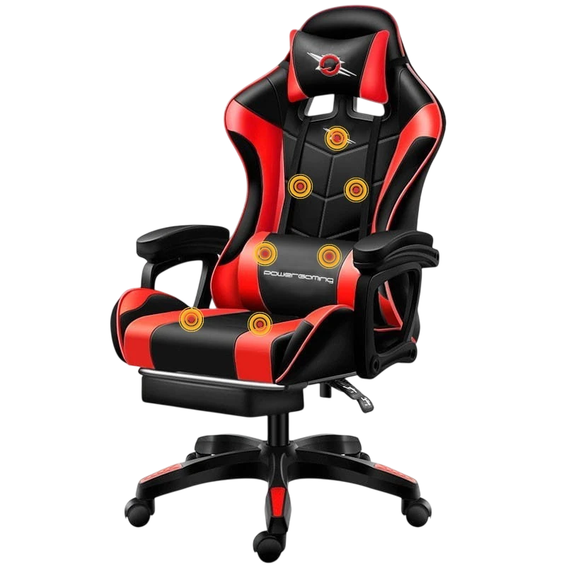 PowerGaming Massage 7 points Rouge/Noir Repose-pieds 120kg Chaise gaming