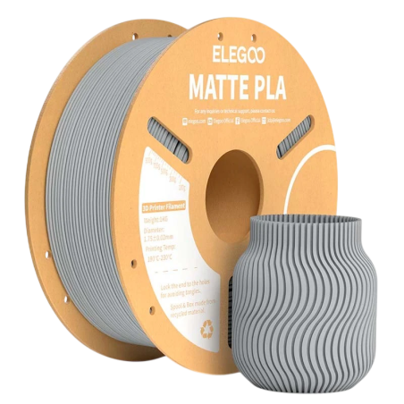 ELEGOO PLA MATTE Gris Mat pour Imprimantes 3D FDM - Filament 1.75mm Bobine de 1kg