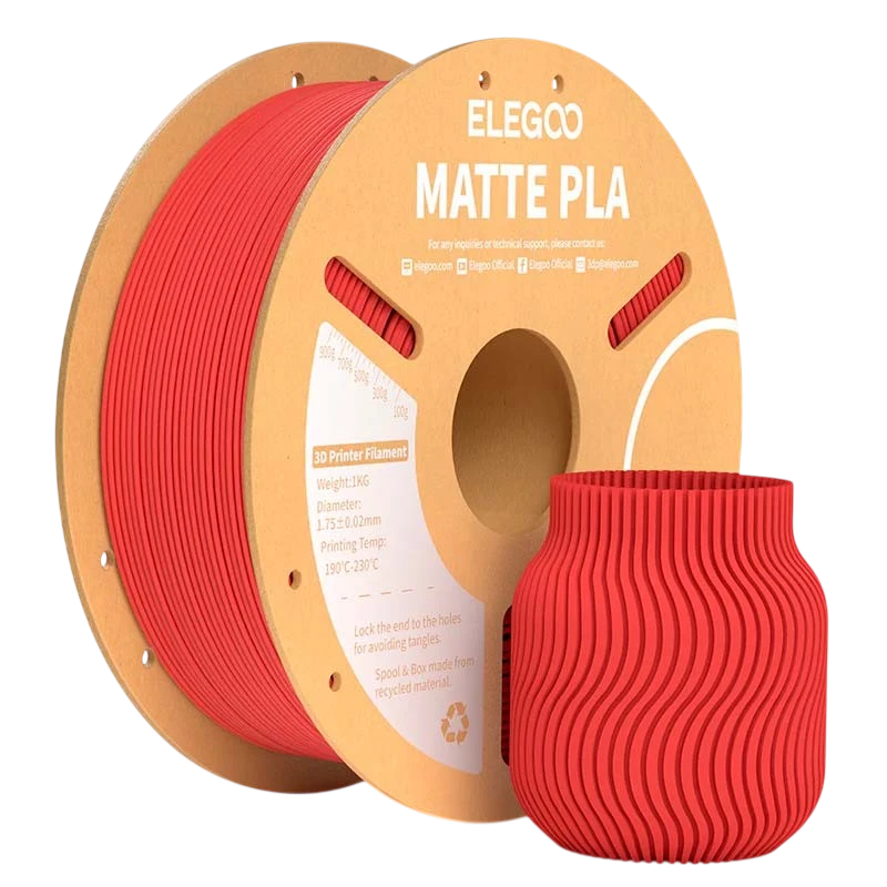 ELEGOO PLA MATTE Rouge Mat pour Imprimantes 3D FDM - Filament 1.75mm Bobine de 1kg