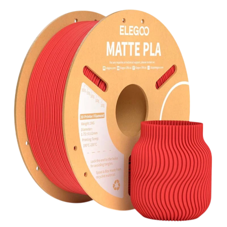 ELEGOO PLA MATTE Rouge Mat pour Imprimantes 3D FDM - Filament 1.75mm Bobine de 1kg