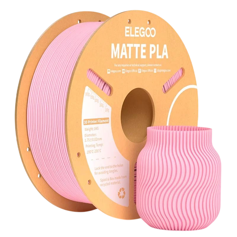 ELEGOO PLA MATTE Rose Mat pour Imprimantes 3D FDM - Filament 1.75mm Bobine de 1kg