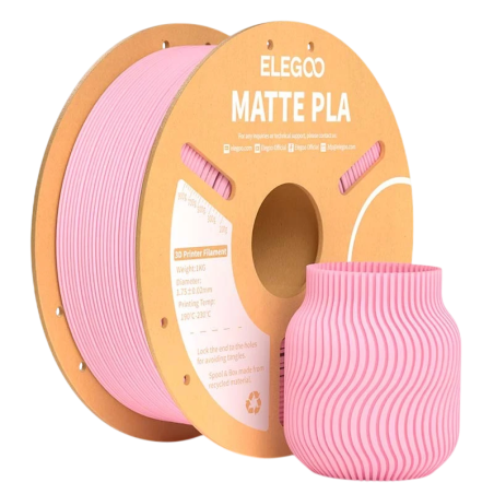 ELEGOO PLA MATTE Rose Mat pour Imprimantes 3D FDM - Filament 1.75mm Bobine de 1kg