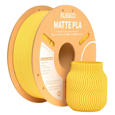 ELEGOO PLA MATTE Jaune Mat pour Imprimantes 3D FDM - Filament 1.75mm Bobine de 1kg