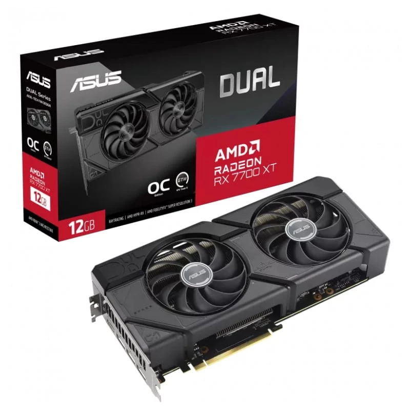 ASUS Dual RX7700XT 12 GB GDDR6 PCIe 4.0 2 ventilateurs HDMI 2.1 3 DisplayPort Carte graphique