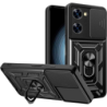 Coque d'armure militaire pour Xiaomi Poco X7 Pro 5G avec protection de l'appareil photo, support métallique et anneau Noir