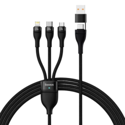 Baseus Flash Series 2 Noir - Câble USB 3-en-1 USB-C/Lightning/Micro USB 1,2m