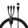 Baseus Flash Series 2 Noir - Câble USB 3-en-1 USB-C/Lightning/Micro USB 1,2m