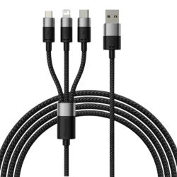 Baseus StarSpeed Series Black - Câble USB 3-en-1 USB-C/Micro/Eclair