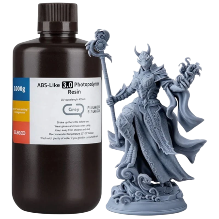 ELEGOO Résine ABS V3.0 Gris Pour Imprimantes 3D Résine LCD - 1KG