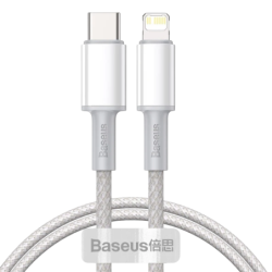 Baseus USB-C vers Lightning PD 20W 2m Blanc - Câble Tressé Haute Densité