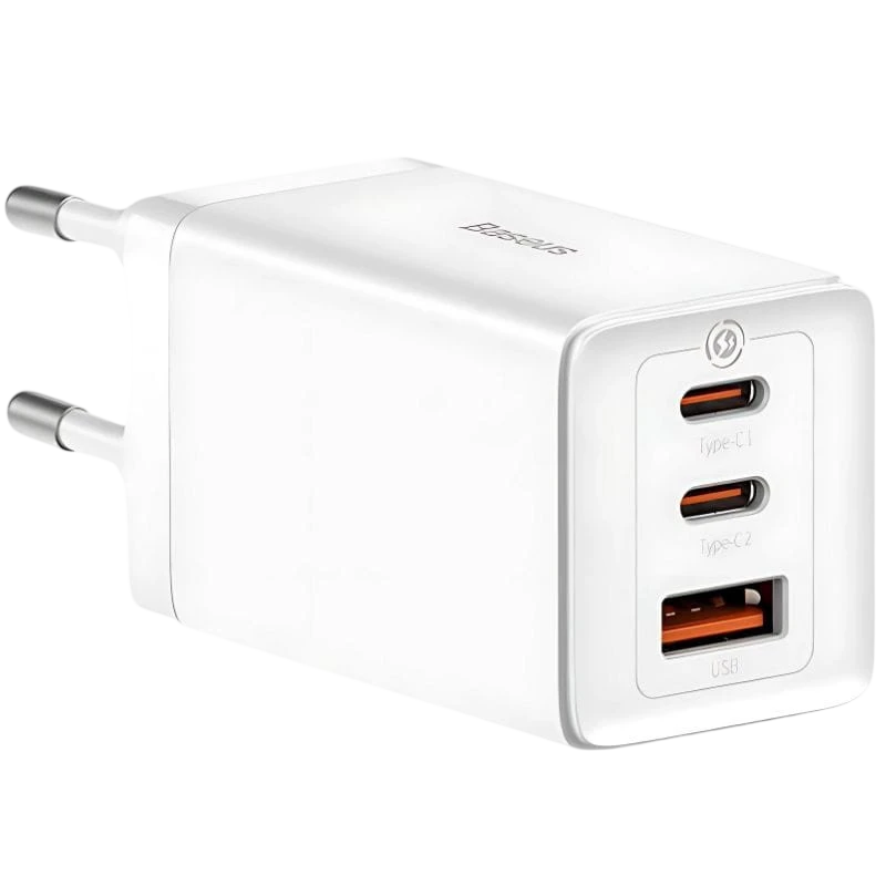 Baseus GaN5 Pro 65W - Chargeur mural 2xUSB-C 1xUSB-A Blanc