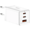 Baseus GaN5 Pro 65W - Chargeur mural 2xUSB-C 1xUSB-A Blanc