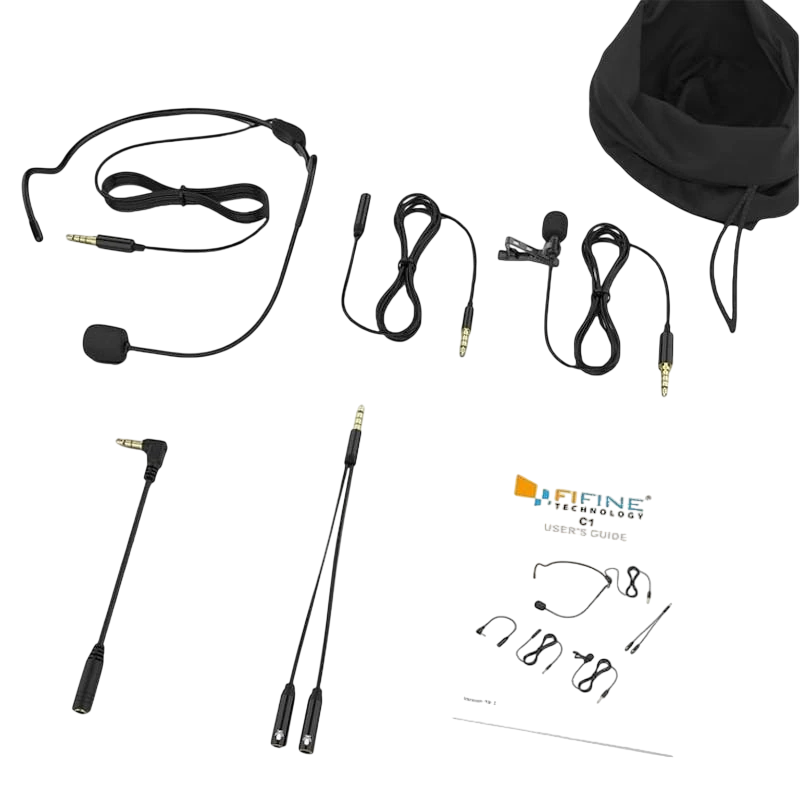 Fifine C1 avec Headset omnidirectionnel jack 3,5 mm Microphone cravate