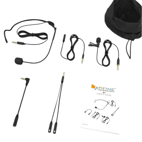 Fifine C1 avec Headset omnidirectionnel jack 3,5 mm Microphone cravate