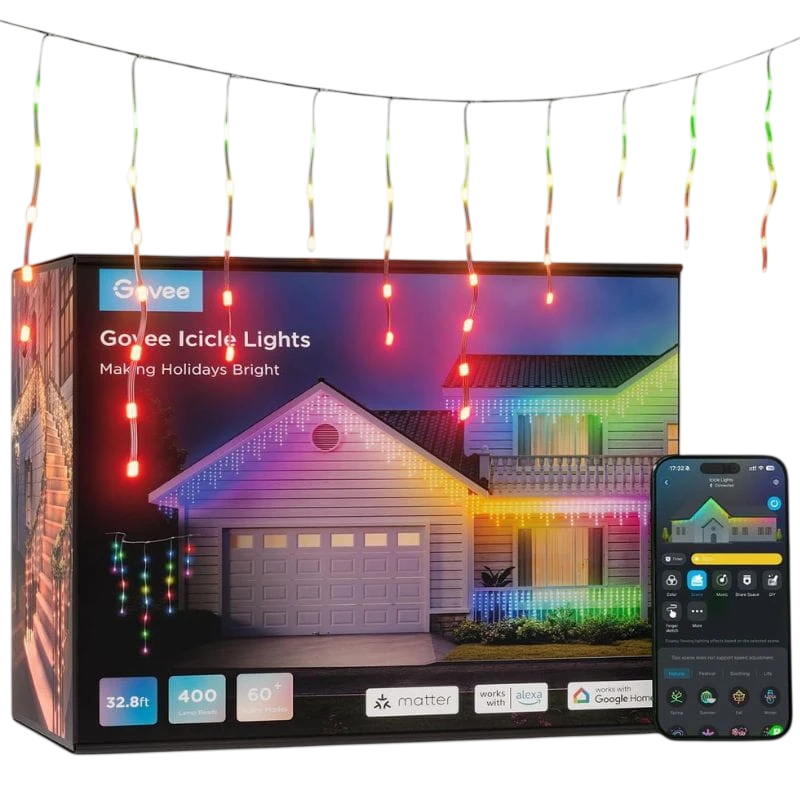 Govee H70D1 Icicle Lights WiFi Matter Bluetooth compatible avec Alexa et Google Éclairage LED
