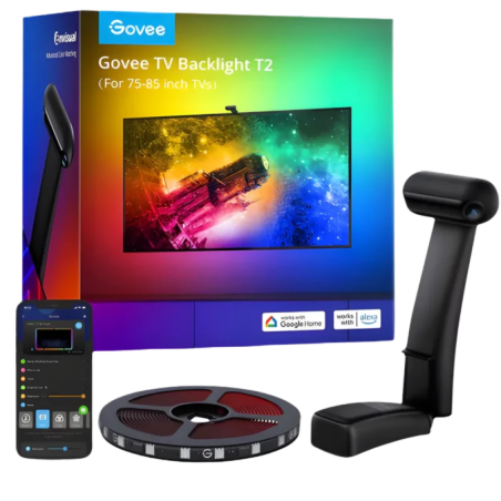 Govee H605C Backlight T2 pour TV WiFi Bluetooth RGBIC compatible avec Google Bande LED